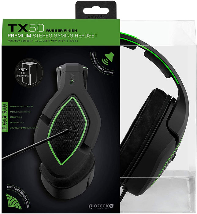 Gioteck - TX-50 Premium Stereo Gaming Headset Green & Black for Xbox Series, Xbox One & Mobile