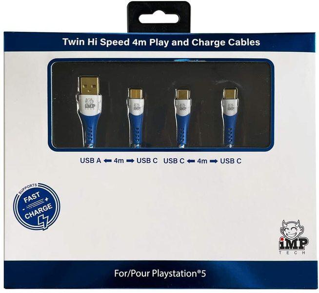 IMP (4m) Braided Fast Charge & Play Cable - Twin Pack (PS5)